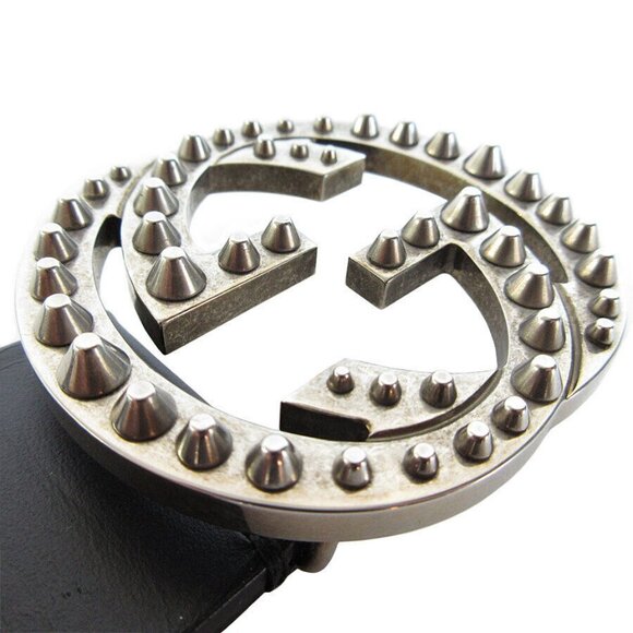 Auth GUCCI Interlocking G belt Black / Silver leather/metal - Picture 15 of 16